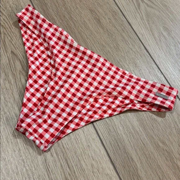 Blackbough Bikini Bottoms Sz M Gingham Red White Resortwear Beachy - Picture 2 of 8
